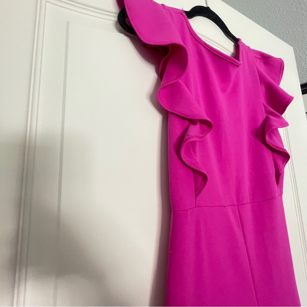 Vibrant Pink 21 SAINTS Ruffle Sleeve Jumpsuit - Picture 4 of 9